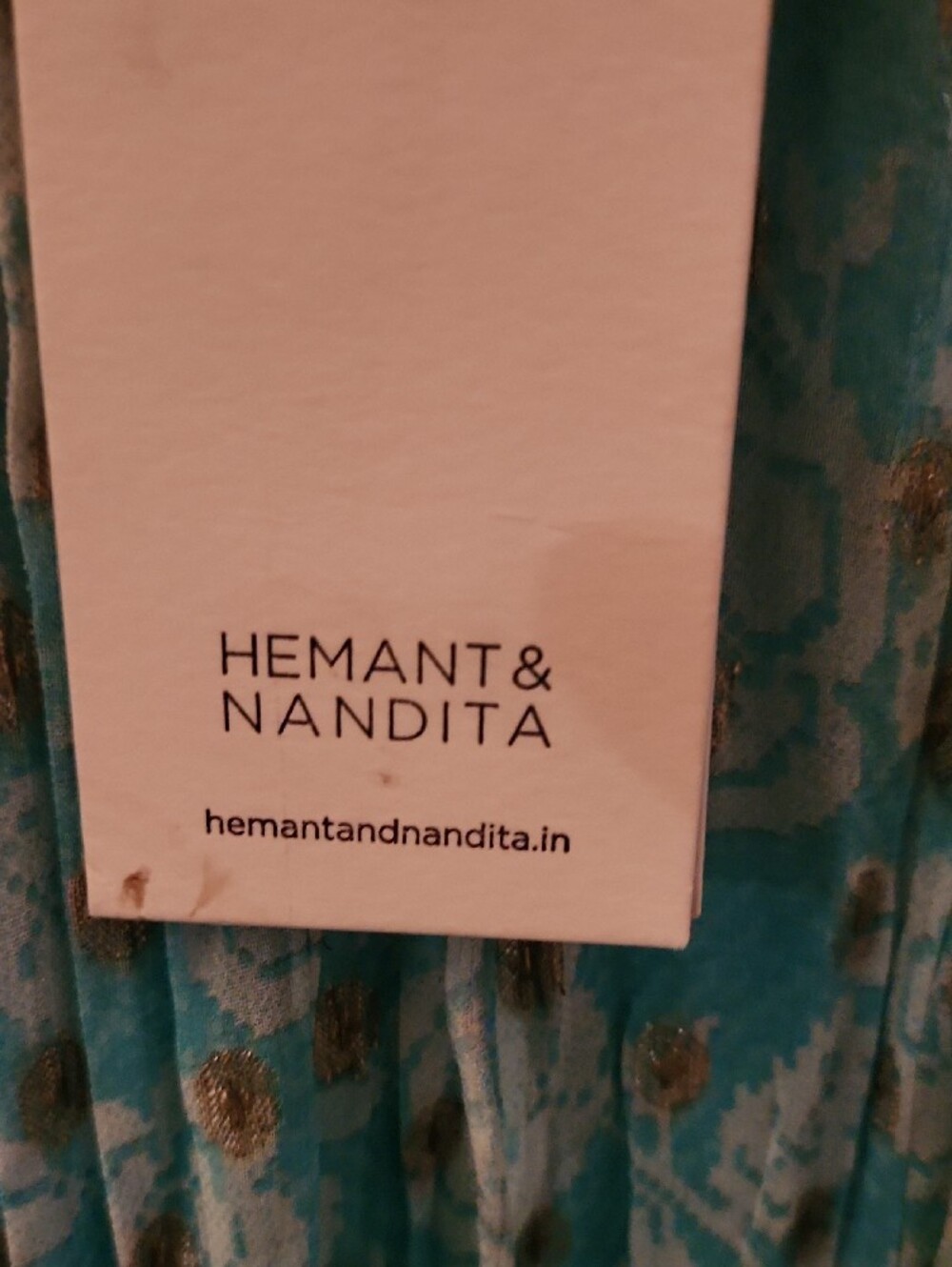 0HEMANT & NANDITA Aqua Blue Mairi Maxi Dress with White Lace Med Nwt - Picture 8 of 10